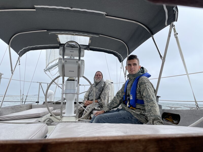 Steve and Sam in the cockpit